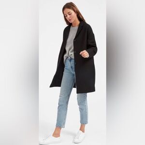 Everlane Black Wool Cocoon Coat w/ Notched Lapel & Pockets | Size 6